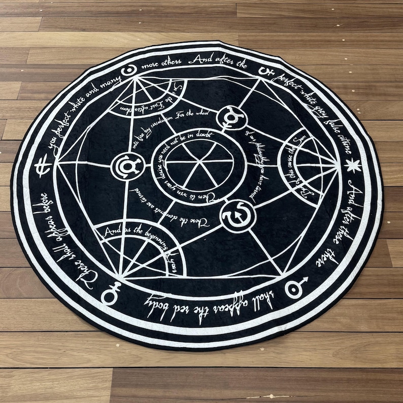 FMA Transmutation Rugs, FMA Rugs, Manga Rug, Modern Rug, Colorful Rug, Large Rug, Chenille Rug, Kitchen Rug, Non-Slip Carpet, Circle Rug, image 3