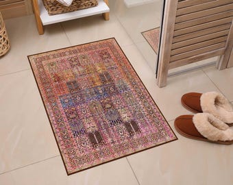 Traditional Kilim Rug, Kilim Bohemian Boho Tapestry, Handmade Wool and Jute Kilim Dhurrie Rug, 5x8 Minimal Rug, Custom Tufted Rug