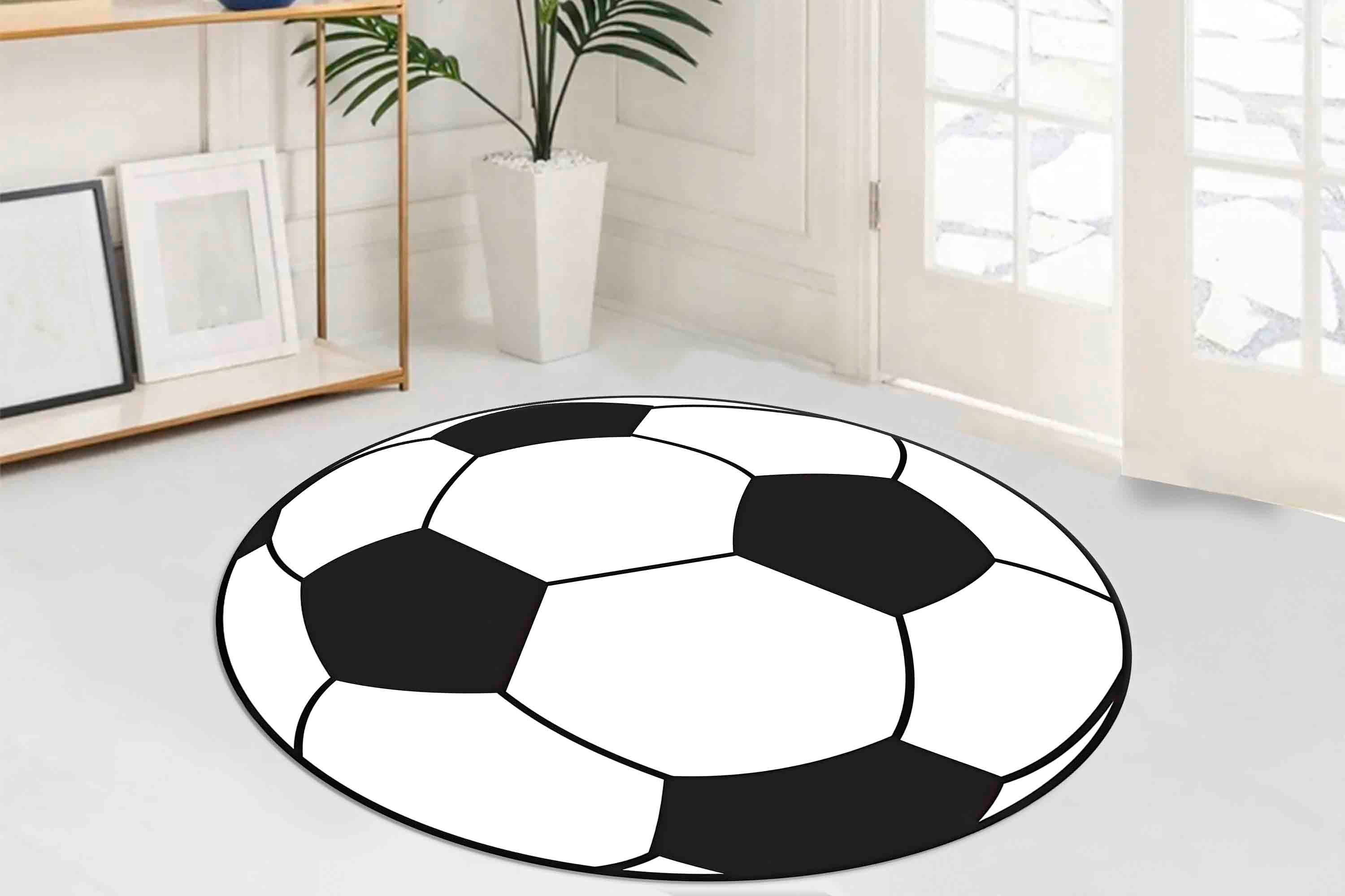 Soccer Ball Rugs, Ball Rug, Black and White Rug, Man Cave Rug, Chenille ...