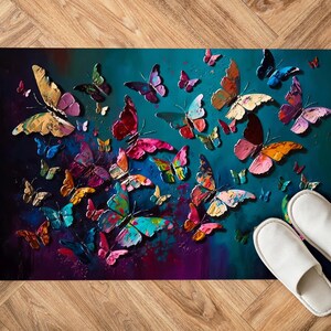 Butterfly Painting Print Rugs, Butterfly Rug, Modern Rugs, Animal Rugs, Office Rug, Accent Rug, Corridor Rug, Non-Slip Carpet, Step Rug, Bild 7