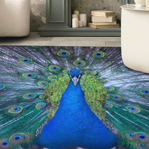 Stair Rug, Home Decor Rug, Accent Rug, Gift For Him, Animal Rug, Peacock Lover Gift Rug, Peacock Rugs, Gift For The Home, Indoor Rug, image 6