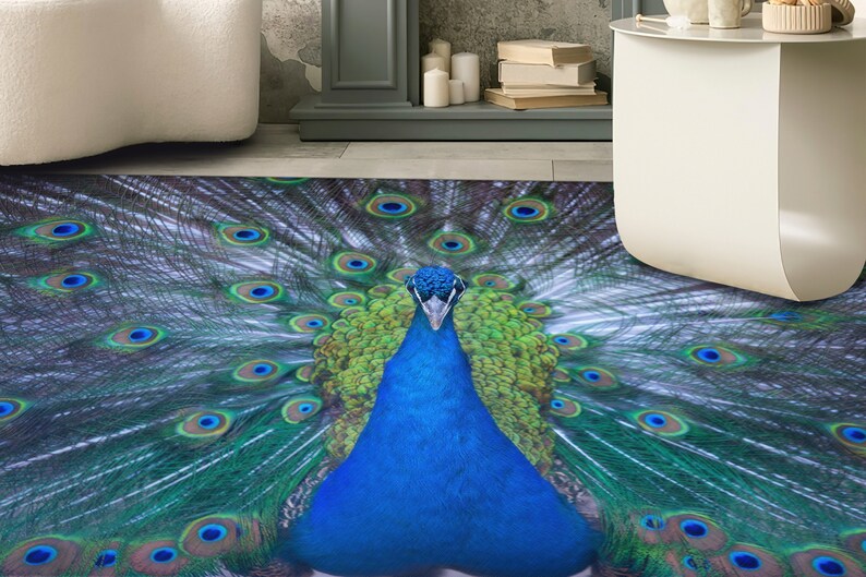 Stair Rug, Home Decor Rug, Accent Rug, Gift For Him, Animal Rug, Peacock Lover Gift Rug, Peacock Rugs, Gift For The Home, Indoor Rug, image 6