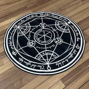 FMA Transmutation Rugs, FMA Rugs, Manga Rug, Modern Rug, Colorful Rug, Large Rug, Chenille Rug, Kitchen Rug, Non-Slip Carpet, Circle Rug, image 2