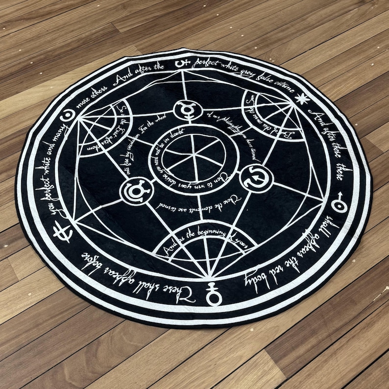 FMA Transmutation Rugs, FMA Rugs, Manga Rug, Modern Rug, Colorful Rug, Large Rug, Chenille Rug, Kitchen Rug, Non-Slip Carpet, Circle Rug, image 2