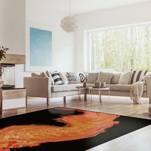 Salon Decor Rug, Colorful Rug, Non-Slip Carpet, Modern Rug, Orange And Black Rug, Hallway Rug, Front Door Rug, Area Rug, Luxury Rug, image 4