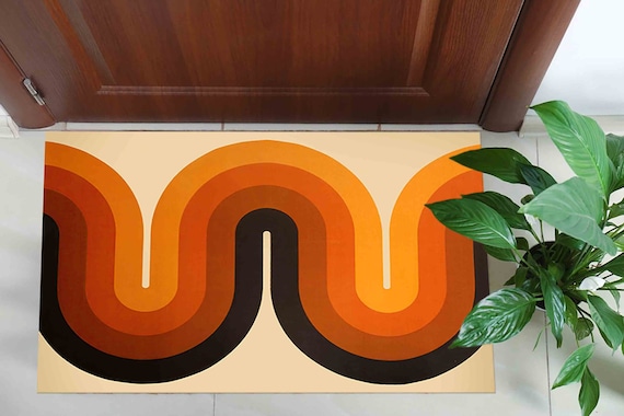 Scandinavian Style Rugs, Retro Rugs, Mid Century Rugs, Modern Rug, Bedroom Rug, Office Decor Rug, Boho Rug, Pet Friendly Rug, Orange Rug,