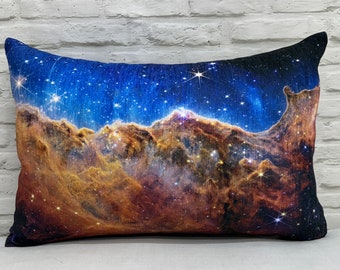 Space Pillow Cover, James Webb Space Telescope First Image Pillow Cover, Carina Nebula Cushion, Landscape Pillow, Sky Pillow, Home Decor,