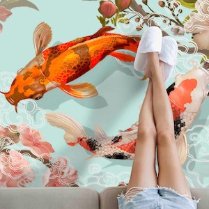 Japanese Koi Fish Rug, Japanese Rug, Koi Rugs, Animal Rug, Car Mat, Nursery Rug, Bathroom Rug, Anti-Slip Carpet, Entry Rug, Fish Rug, image 3