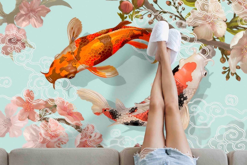Japanese Koi Fish Rug, Japanese Rug, Koi Rugs, Animal Rug, Car Mat, Nursery Rug, Bathroom Rug, Anti-Slip Carpet, Entry Rug, Fish Rug, image 3