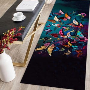 Butterfly Painting Print Rugs, Butterfly Rug, Modern Rugs, Animal Rugs, Office Rug, Accent Rug, Corridor Rug, Non-Slip Carpet, Step Rug, Bild 5