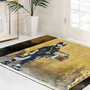 Salon Decor Rug, Door Mat, Corridor Rug, Gift For The Home, Street Rug, Hip Hop Banksy Rugs, Man Cave Rugs, Salon Decor Rug, Bath Rug,