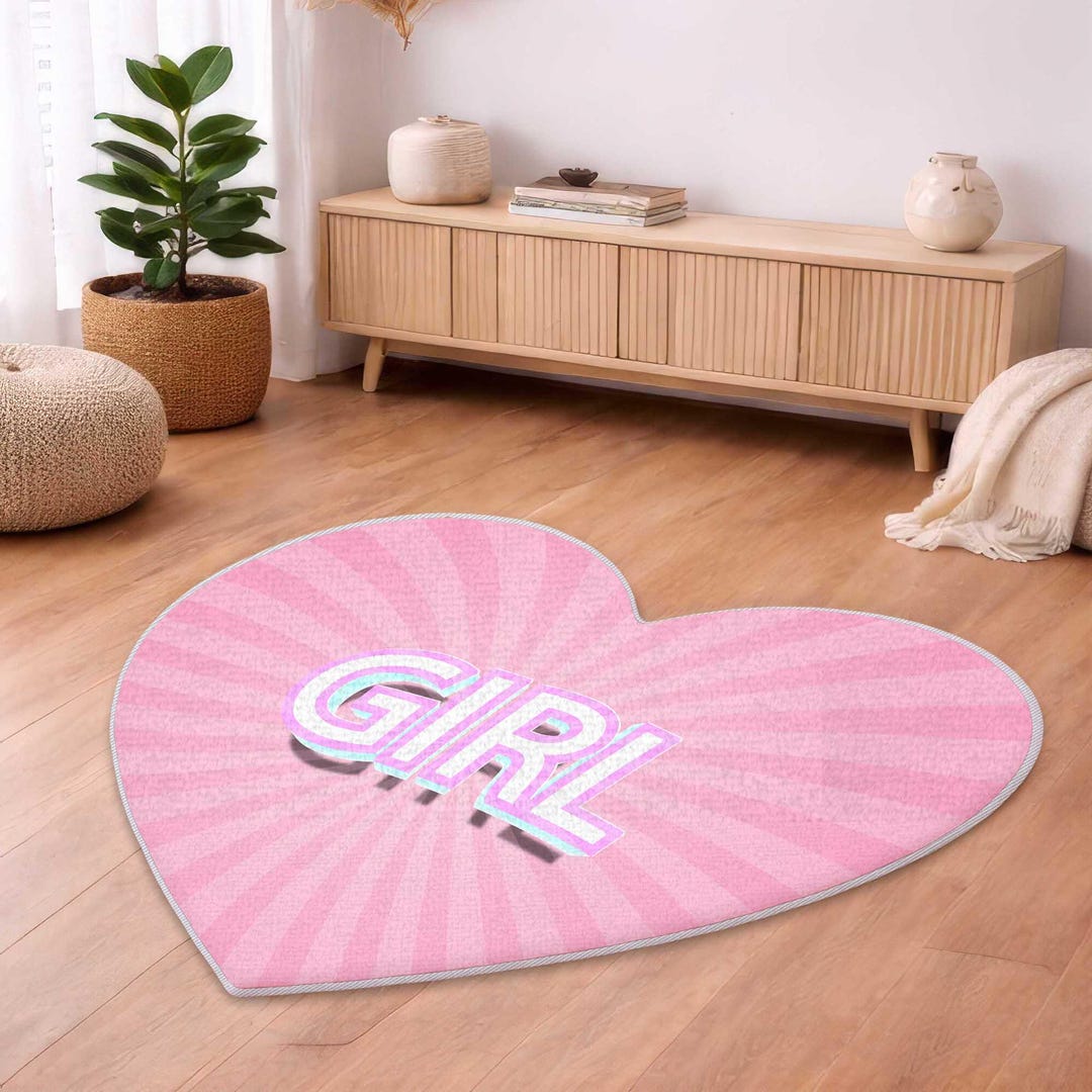 Pink Heart Rug, Heart Design Rug, Personalized Rug, Vanetine Days Gift ...
