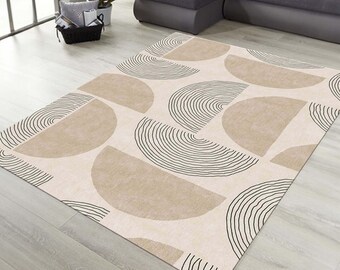 Faded Grey Tribal Rug, Distressed Modern Area Carpet, 9x12 Farmhouse Neutral Living Room Decor, Custom Simple Geometric Mat,
