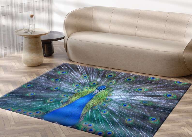 Stair Rug, Home Decor Rug, Accent Rug, Gift For Him, Animal Rug, Peacock Lover Gift Rug, Peacock Rugs, Gift For The Home, Indoor Rug, image 3