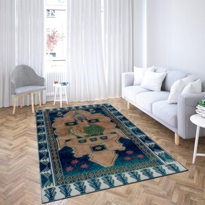 Brown Rug, Medallion Pattern Rugs, Ethnic Pattern Rugs, Boho Rugs, Turkish Rug, Salon Rug, Office Decor Rug, Small Rug, Entryway Rug,