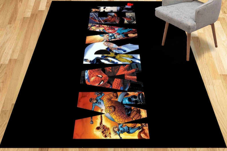 Personalized Rug, Cool Rug, 3D Printeds Rug, Housewarming Gift, Kids Rugs, Captain America Rugs, Marvel Rug, Kitchen Rug, Wedding Rug, imagen 3