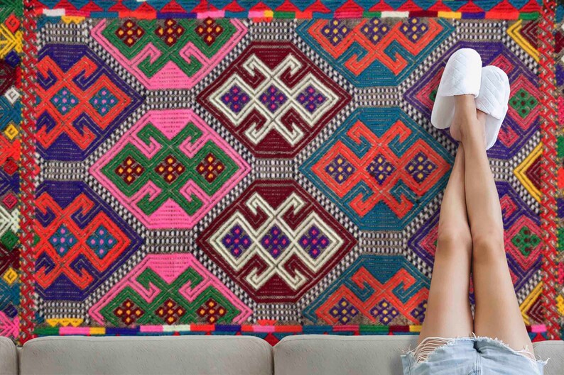 Colorful Rug, Pink Rugs, Navajo Rugs, Farmhouse Decor Rug, Turkish Rug, Bridesmaid Gift, Personalized Rug, Saloon Rug, Vidi Color Rug, imagen 2