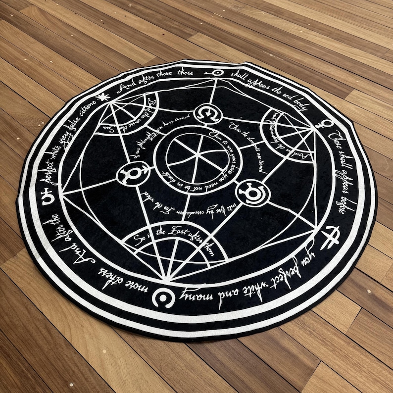 FMA Transmutation Rugs, FMA Rugs, Manga Rug, Modern Rug, Colorful Rug, Large Rug, Chenille Rug, Kitchen Rug, Non-Slip Carpet, Circle Rug, image 4