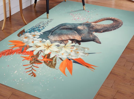 Elephant Rug, Flower Rugs, Abstract Rugs, Animal Rugs, 3D Printeds Rug, Hallway Rug, Bath Rug, Customs Rug, Salon Rug, Thick Rug, Area Rug,