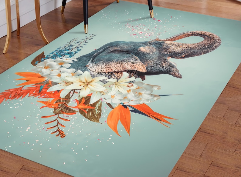 Elephant Rug, Flower Rugs, Abstract Rugs, Animal Rugs, 3D Printeds Rug, Hallway Rug, Bath Rug, Customs Rug, Salon Rug, Thick Rug, Area Rug, image 1