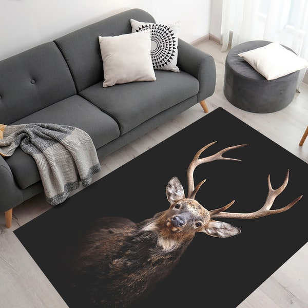 Farmhouse Rug, Custom Rug, Salon Rug, Personalized Gifts, Animal Rug, Beautiful Deer Rugs, Deer Photography Rug, Classic Rug, Large Rug,