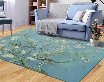 Entryway Rug, Door Mat, Corridor Rug, Gift For Him, Famous Rug, Tree Rug, The Blossoming Almond Tree Rug, Bath Rug, Large Rug, Van Gogh Rug,