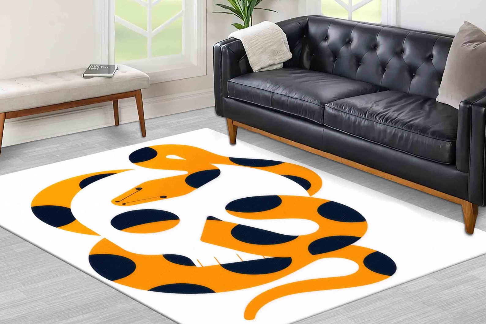 Snake Coiled Skull Rugs, Trendy Rug, Loft Rugs, Modern Rug, Gift for ...