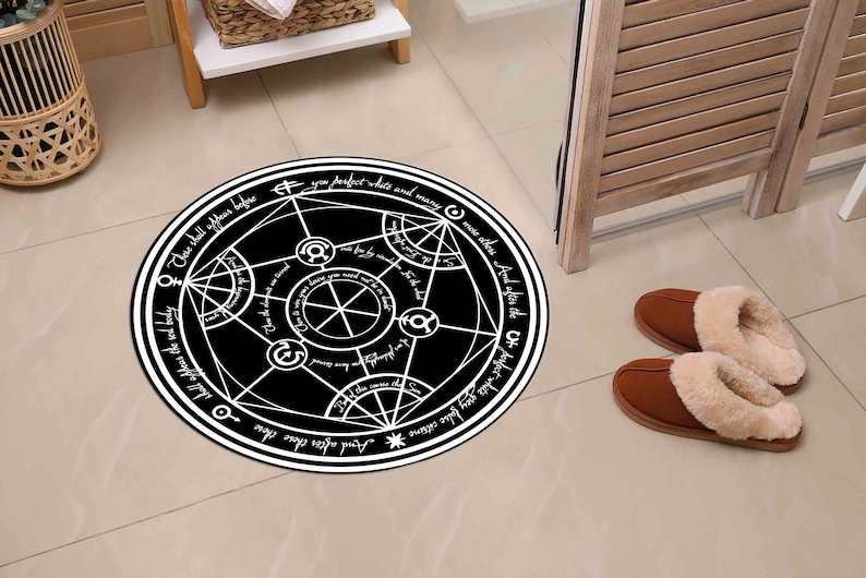 FMA Transmutation Rugs, FMA Rugs, Manga Rug, Modern Rug, Colorful Rug, Large Rug, Chenille Rug, Kitchen Rug, Non-Slip Carpet, Circle Rug, image 11