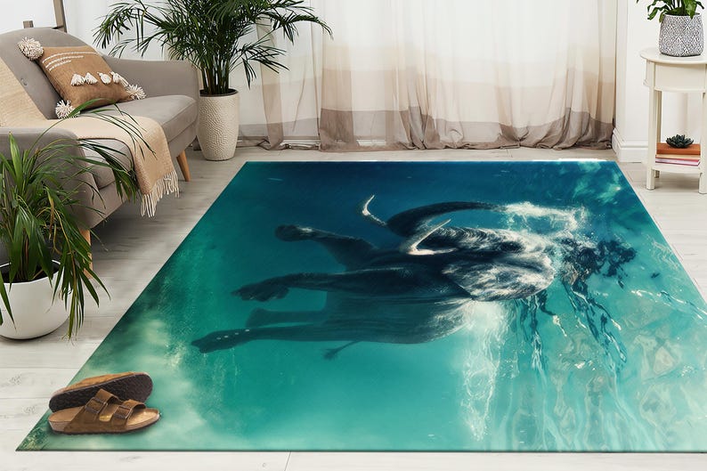 Elephant Rugs, Kids Room Rug, Underwater Rug, Animal Rugs, Personalized Gifts, Non Slip Rug, Home Decor Rug, Bathroom Rug, Area Rug, image 3