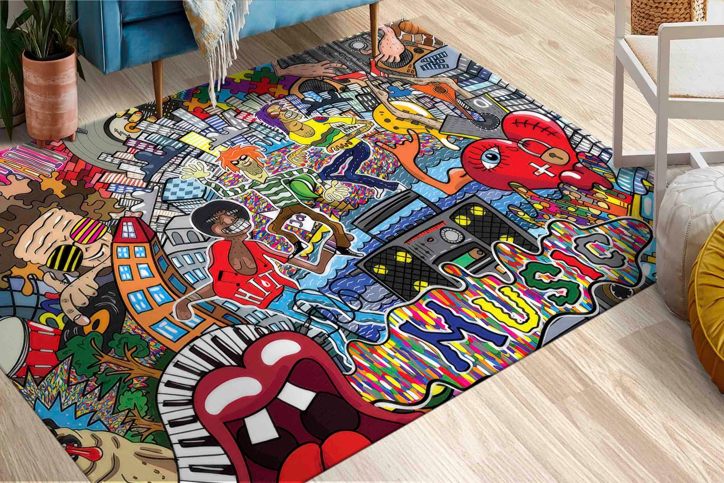 Kitchen Rug, Cool Rug, Door Mat, Anti-slip Carpet, Graffiti Rugs