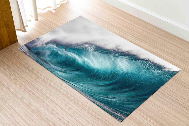 Water Wave Rugs, Ocean Rugs, Blue Rug, Landscape Rugs, Step Rug, Non-Slip Carpet, Kitchen Rug, Bathroom Rug, Classic Rug, Door Mat, image 8