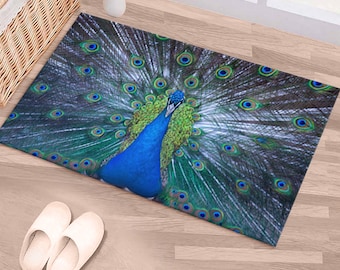 Stair Rug, Home Decor Rug, Accent Rug, Gift For Him, Animal Rug, Peacock Lover Gift Rug, Peacock Rugs, Gift For The Home, Indoor Rug,
