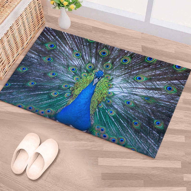 Stair Rug, Home Decor Rug, Accent Rug, Gift For Him, Animal Rug, Peacock Lover Gift Rug, Peacock Rugs, Gift For The Home, Indoor Rug, image 1