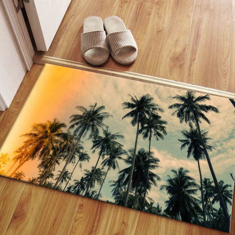 Tree Rug Modern Coconut Trees Rug, Modern Rug, Palm Trees Rug, Landscape Rug, Large Rug ...