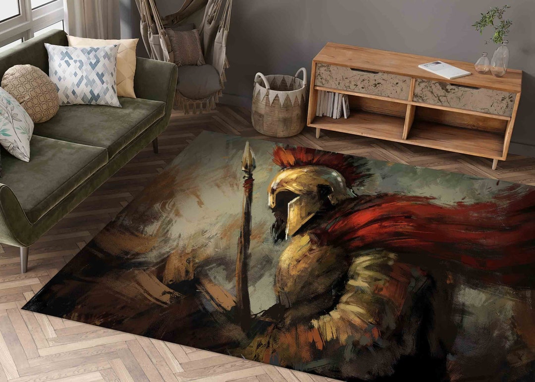 Spartan Hero Rug, Man Cave Rug, Warrior Rugs, Modern Rugs, Popular Rug