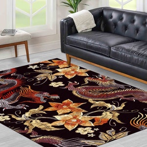 Japanese Rug, Cool Rug, Dragon Rug, Gift For Him, Modern Rug, Chinese Dragon Rugs, Asian Dragon Pattern Rug, Gift For Him, Living Room Rug, image 4