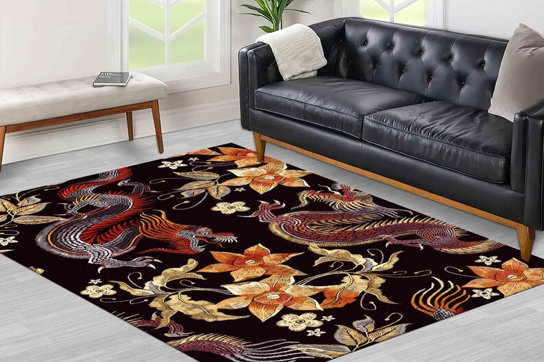 Japanese Rug, Cool Rug, Dragon Rug, Gift For Him, Modern Rug, Chinese Dragon Rugs, Asian Dragon Pattern Rug, Gift For Him, Living Room Rug, image 4