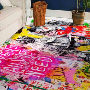 Bridesmaid Gift, Cool Rug, Accent Rug, Gift For Him, Graffiti Rug, Love Graffiti Rug, Love Is All We Need Rugs,Gift For Him, Classic Rug,