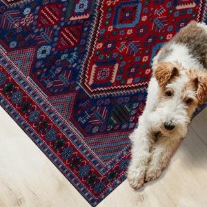 Burgundy Rugs, Medallion Pattern Rugs, Ethnic Pattern Rug, Oushak Rug, Turkish Rug, Kitchen Rug, Outdoor Rug, Living Room Rug, image 3