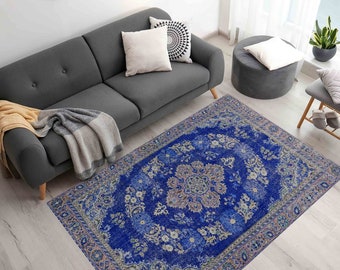 Customs Rug, Dining Room Rug, Area Rug, Personalized Gifts, Bohemian Rugs, Blue Rug, Turkish Rugs, Area Rug, Salon Rug, Pet Friendly Rug,