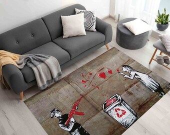 Stair Rug, Office Decor Rug, Wedding Rug, Gift Rug, Painting Rug, Banksy Graffiti Rugs, Man Cave Rug, Entryway Rug, Customs Rug, Gift Rug,