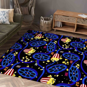 Movie Room Rug, Arcade Cinema Design, Easy Clean Custom Rug image 2