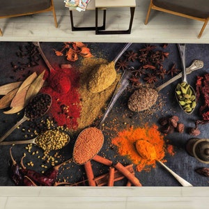 Spices Rug, Colorful Rug, Kitchen Rug, Modern Rugs, Thin Rug, Customs Rug, Dining Room Rug, Nursery Rug, Non Slip Rug, Saloon Rug,