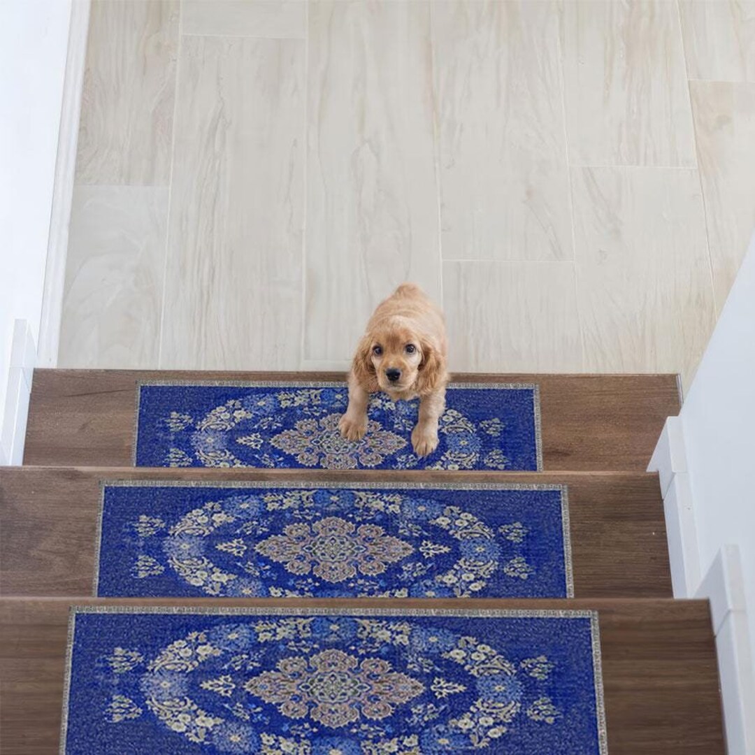 Blue Step Rugs, Muted Rug, Medallion Rugs, Navy Blue Rug, Step Mat ...