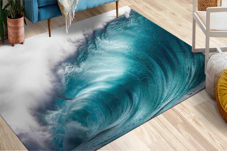 Water Wave Rugs, Ocean Rugs, Blue Rug, Landscape Rugs, Step Rug, Non-Slip Carpet, Kitchen Rug, Bathroom Rug, Classic Rug, Door Mat, image 2
