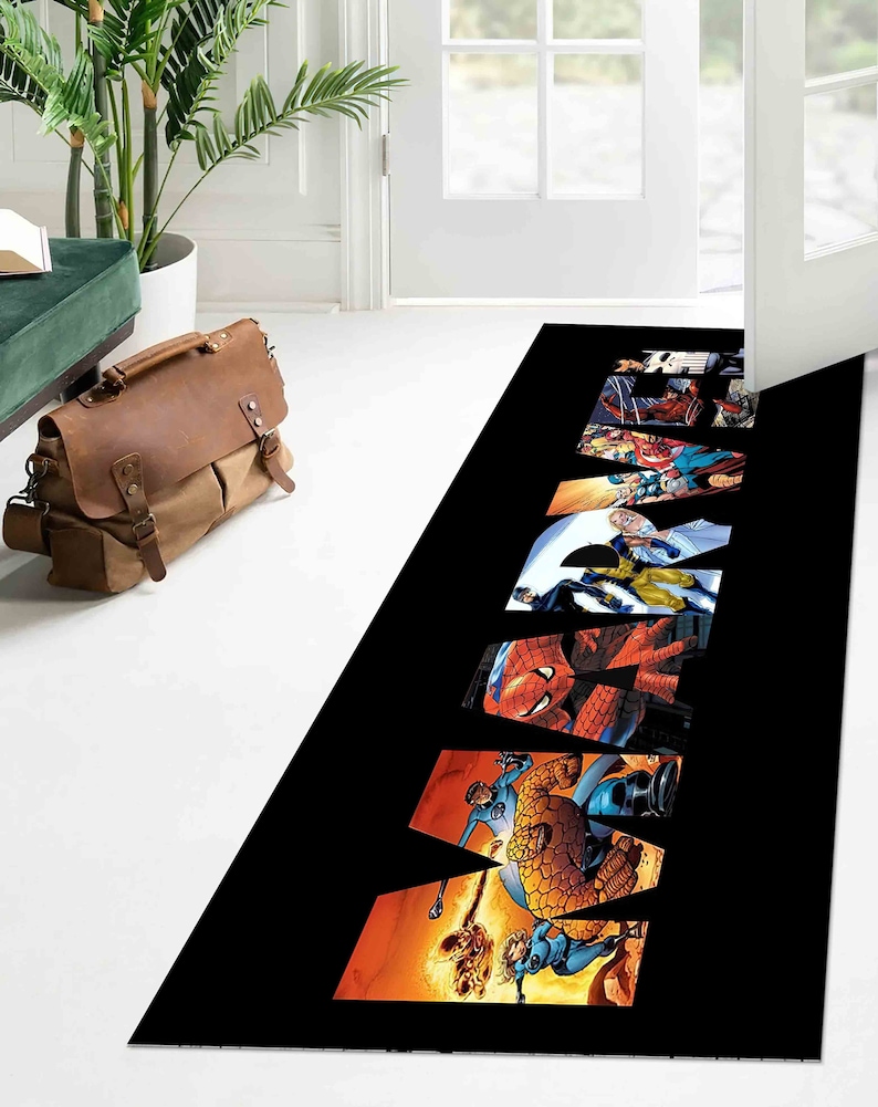 Personalized Rug, Cool Rug, 3D Printeds Rug, Housewarming Gift, Kids Rugs, Captain America Rugs, Marvel Rug, Kitchen Rug, Wedding Rug, imagen 4