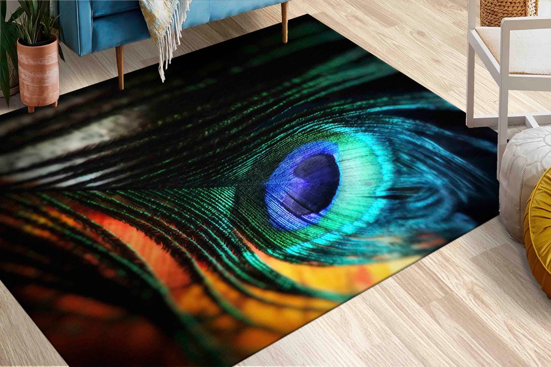 Feathered Rug Colorful Rug, Entry Rug, Personalized Rug, Gift for the Home, Modern ...