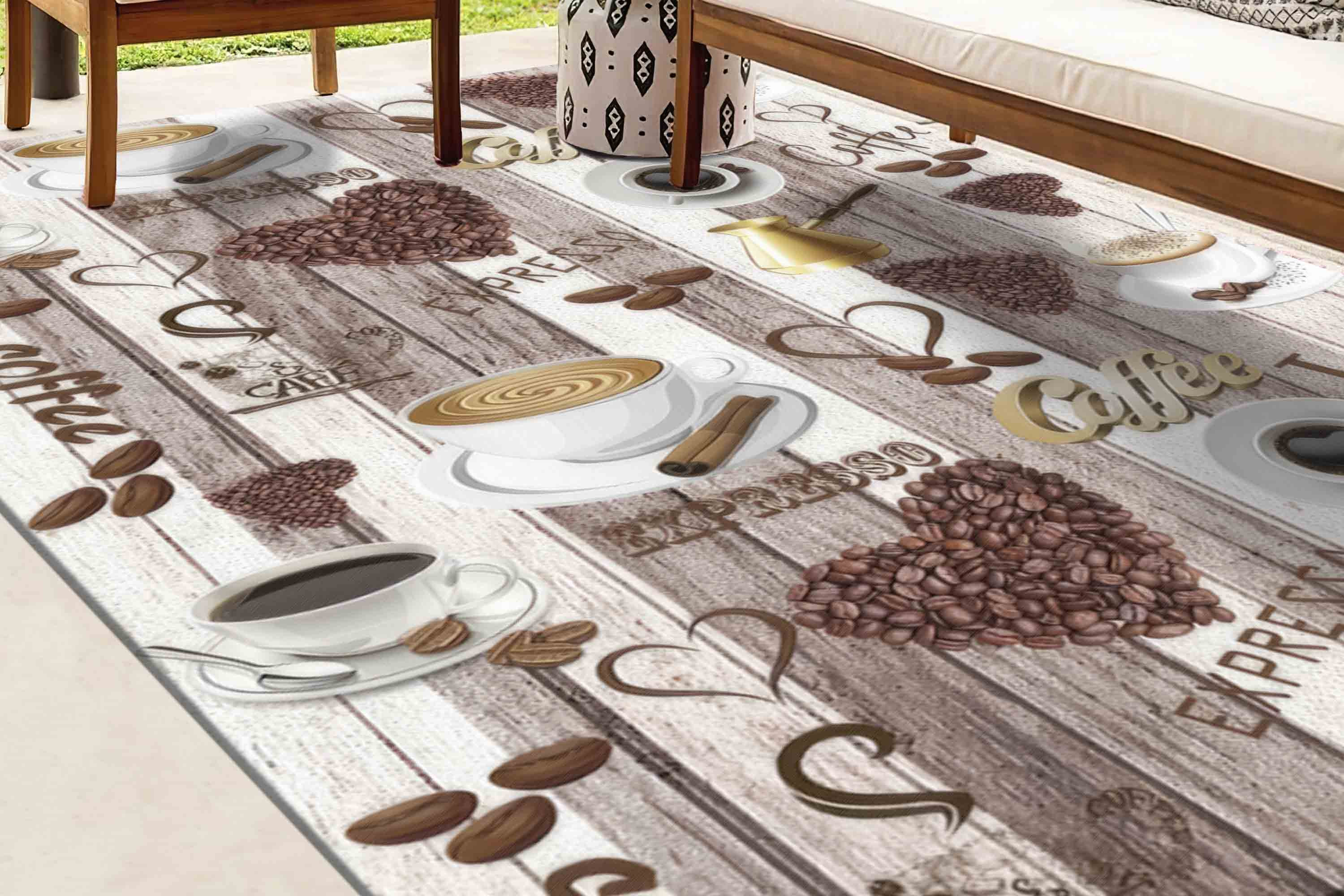 Coffee Kitchen Rugs, Kitchen Rug, Brown Rugs, Modern Rugs, Colorful Rug ...