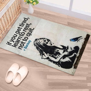 Accent Rug, Office Rug, Front Door Rug, Gift For Her, Banksy Rugs, If You Get Tired Rug, Banksy Rugs, Salon Decor Rug, Personalized Gifts,