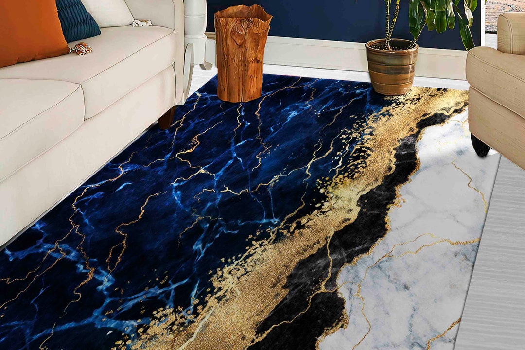 Home Decor Rug, Car Mat, Door Mat, Housewarming Gift, Modern Rug, Navy